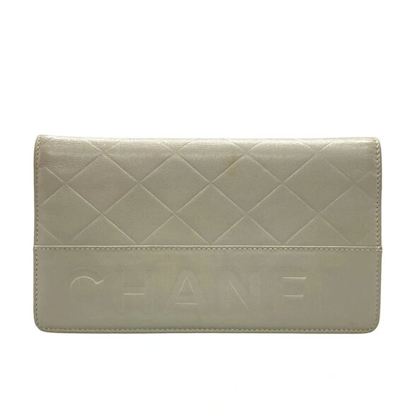 CHANEL - Gray Leather Long Wallet - Picture 1 of 13